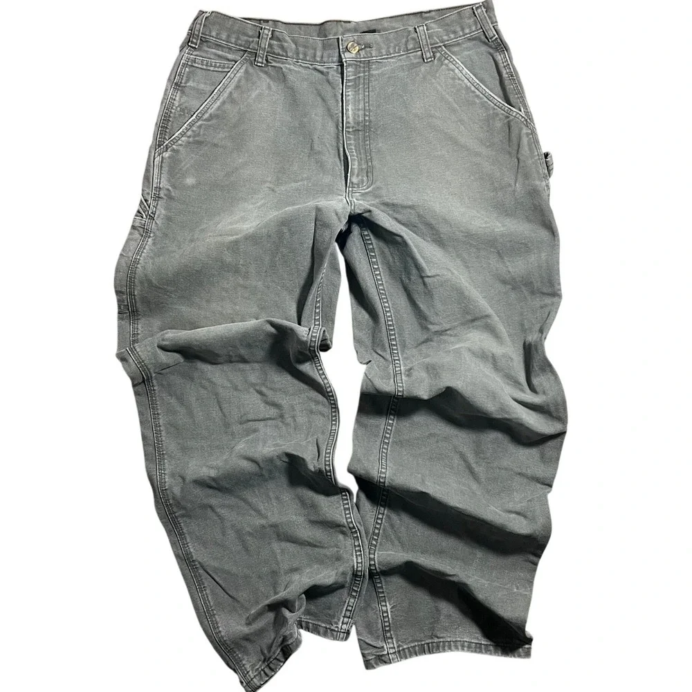 Carhartt Mens B11 Loose Fit Washed Duck Work Dungaree 36x34 Moss Green